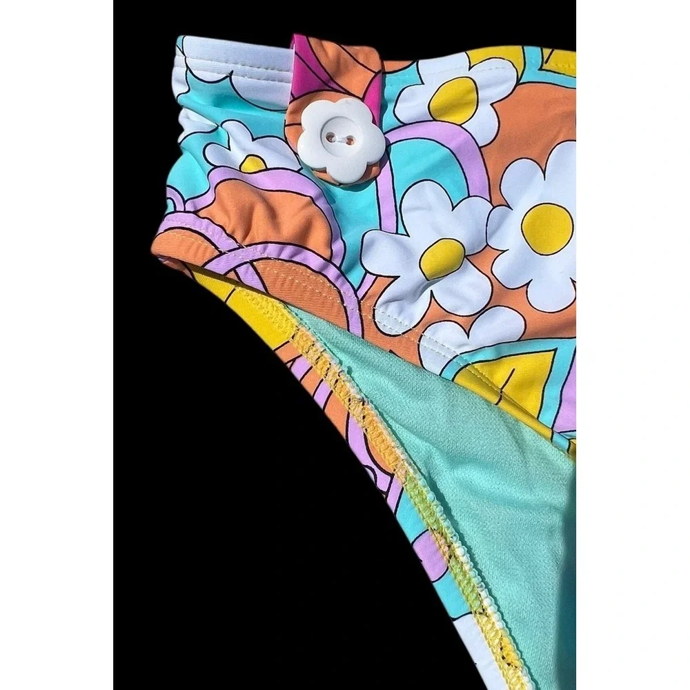 Hobie Girls 2 Piece Top & Bottom Bikini Floral Bathing Suit Swimsuit Size 16